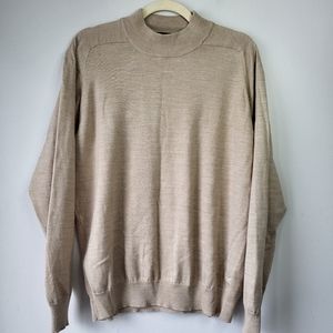 Wolsey Tan Mock Neck Merino Wool Sweater (Size M)